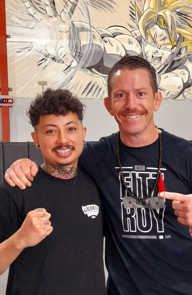 Groom Barbershop owner Miguel Krzywdzinski (left) and Fitzroy Martial Arts' Brandt Cogill have organised this weekend's A Movember to Remember, a charity boxing night that will raise funds for the Movember Foundation.