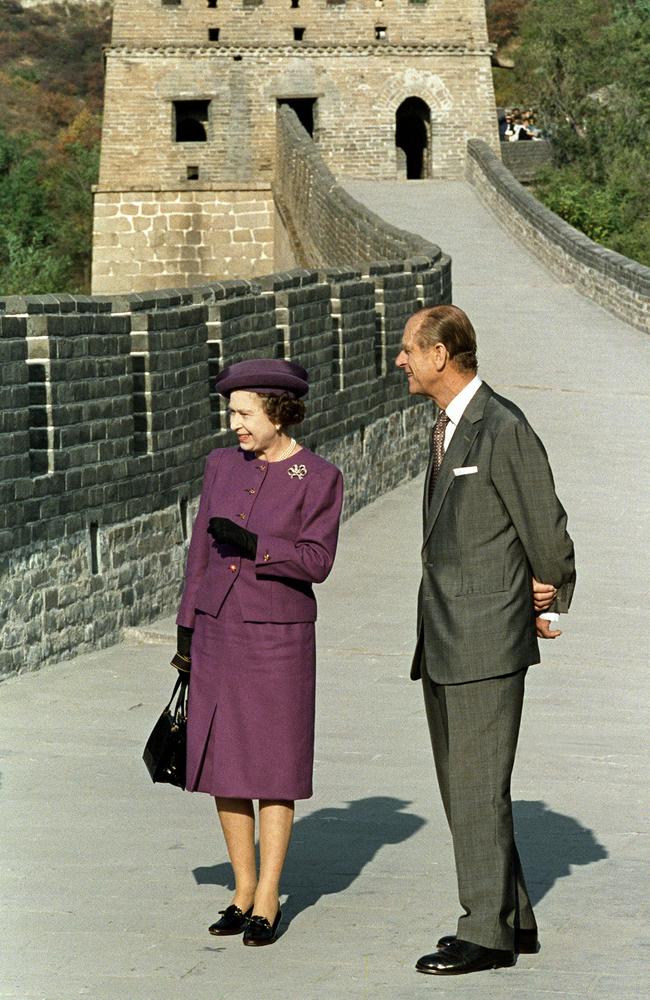 The couple visited the Great Wall of China in 1986. A number of comments the Prince made about the Chinese during his lifetime raised eyebrows. Picture: AFP