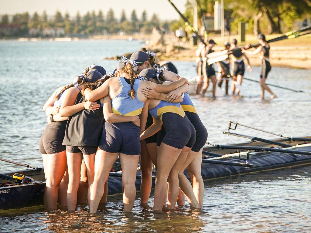 Senior Walford girls celebrate second place. Picture: AAP / Mike Burton