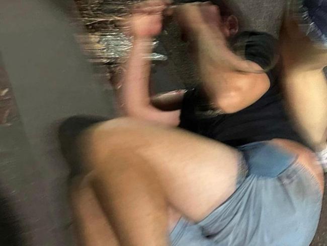 Vision of the incident shows one fan getting attacked on the ground.
