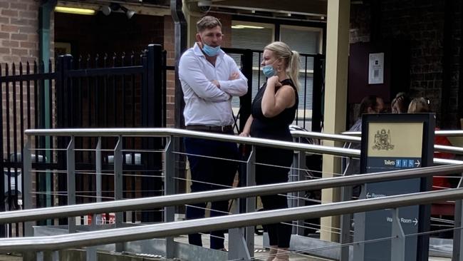 William David Sowter with a supporter outside Picton Court. Picture: Adelaide Lang