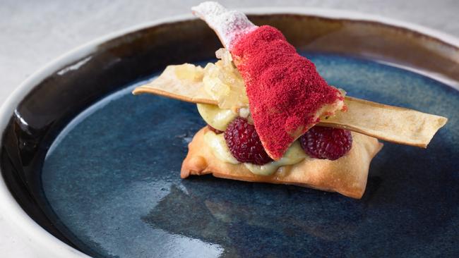 Worth the wait: bay leaf curd, raspberry, apple, crostoli is the perfect full stop