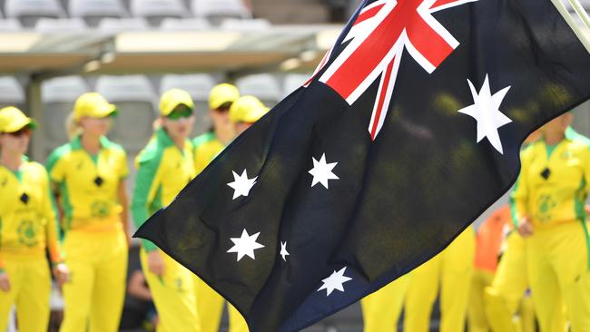 The Australian team in a lead-up game to the women’s World Cup.