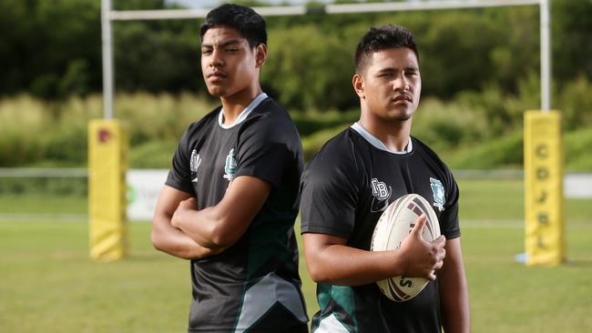 Trinity Bay State High Schools Elekana Suavai, left, with a mate. PICTURE: STEWART MCLEAN