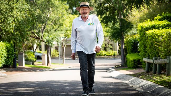 Keith Rowe is walking in the Melanoma March in Penrith. Picture: AAP Image / Julian Andrews