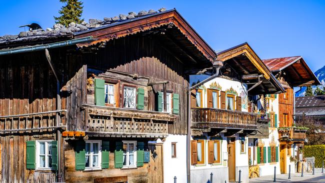 Historic buildings in Garmisch-Partenkirchen, Germany.