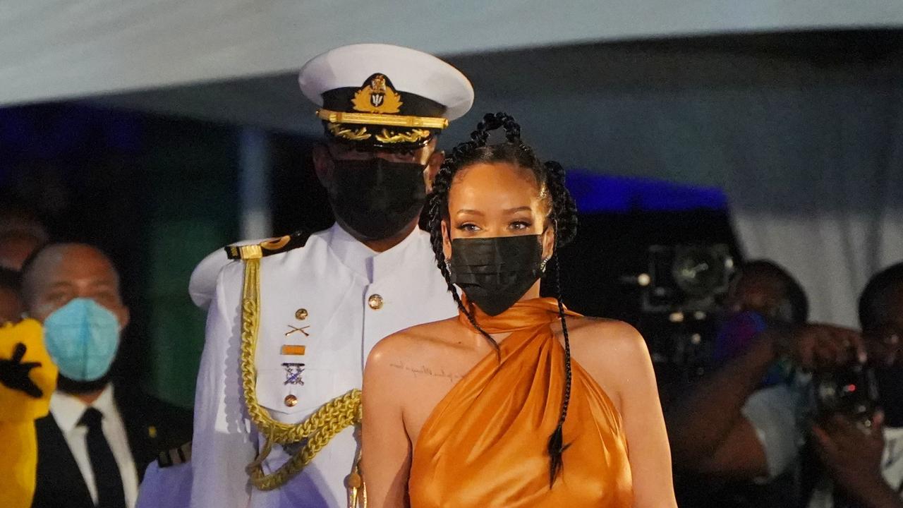 Rihanna attends the Presidential Inauguration Ceremony in Barbados after the nation formally removed Queen Elizabeth as its head of state last year. Picture: Jonathan Brady/Getty Images