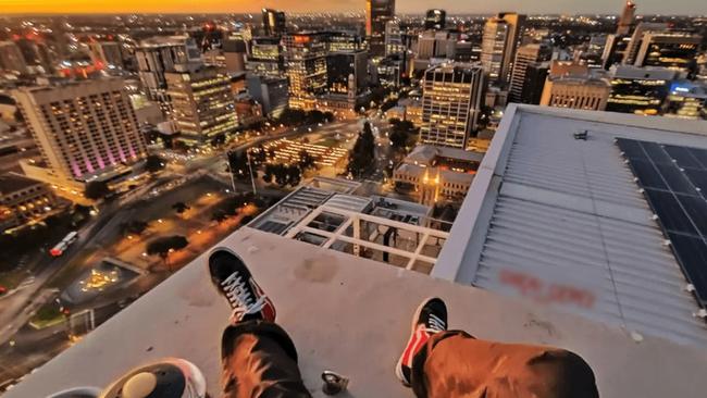 Adelaide teens are sharing images of death-defying "urbex" stunts on social media. Picture: Instagram