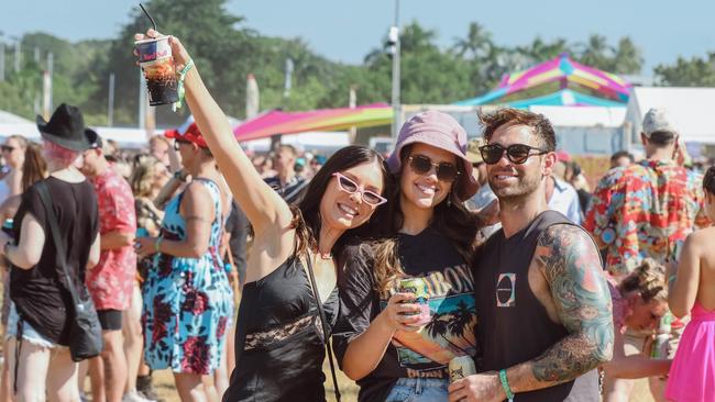 Sydney Ryan, Lisa Puglisi and Luke MacDonald at BASSINTHEGRASS 2021. Picture: Glenn Campbell