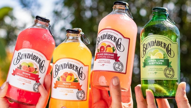 Some of Bundaberg Brewed Drinks’ premium range of non-alcoholic carbonated beverages.