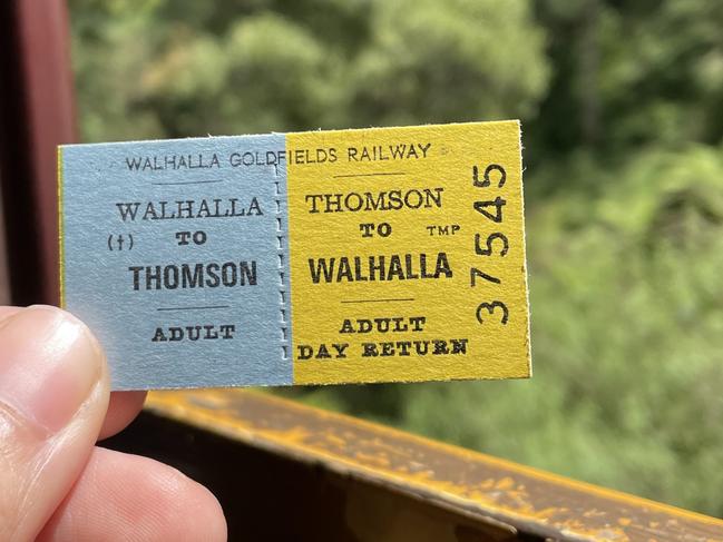 All aboard the Walhalla train: The iconic old goldfields railway train runs twice a week and is a popular tourist destination in the town. Picture: Athos Sirianos