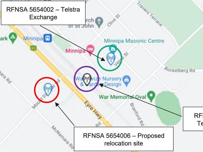 The mapped development and proposed sites were included in Telstra's application. Picture: Supplied