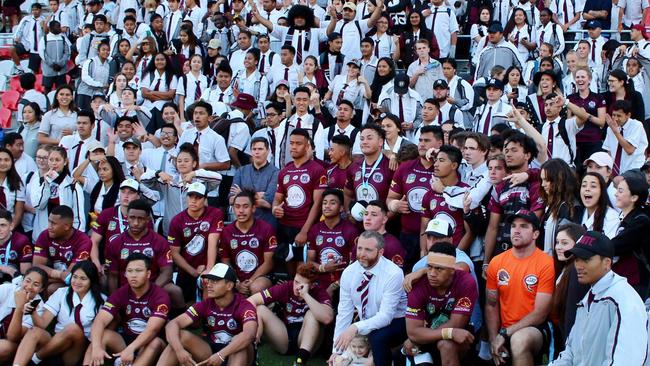 Marsden State High School rugby league supporters watching a match.