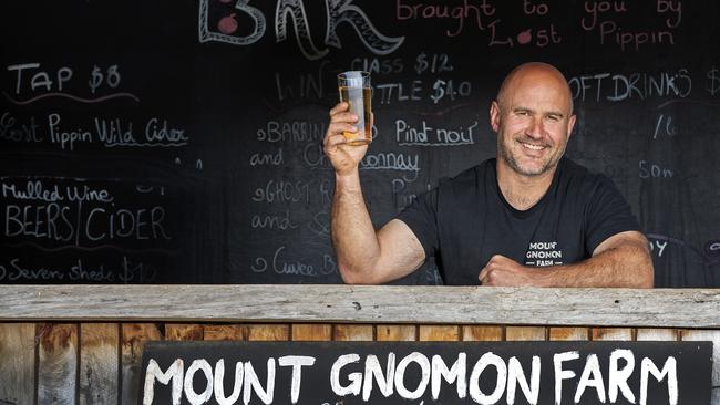 Guy Robertson of Mount Gnomon Farm samples a cider at Penguin. PICTURE CHRIS KIDD