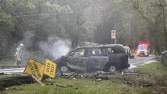 One of the cars involved in the crash that killed three people.