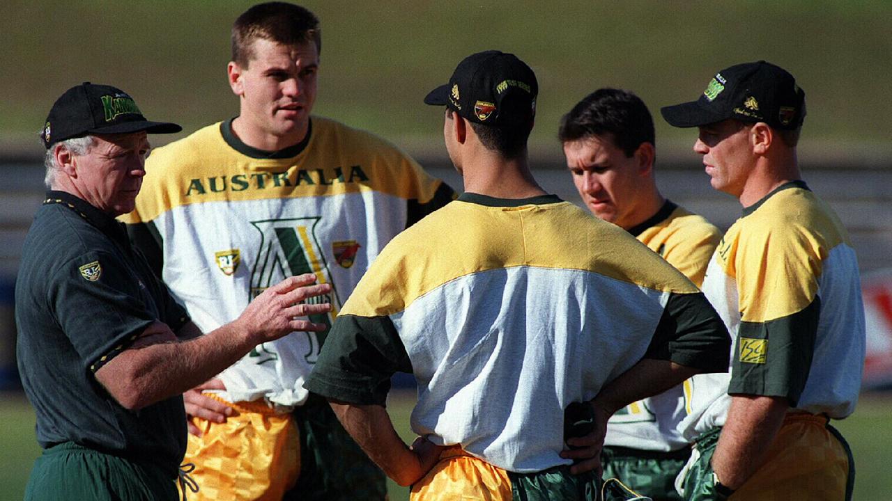 Kangaroos coach Bob Fulton talks to us during training Kogarah Oval in 1995.