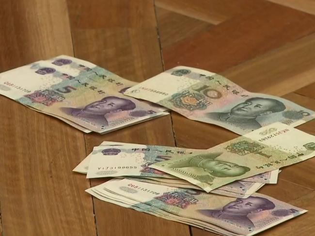 The fake money thrown around the meeting. Picture: Sky News