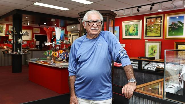 John Collingwood has owned the Australis Art Gallery on Condoo Street for more than a decade and says the crimiinal behaviour is being perpetrated by younger people. Picture: Brendan Radke