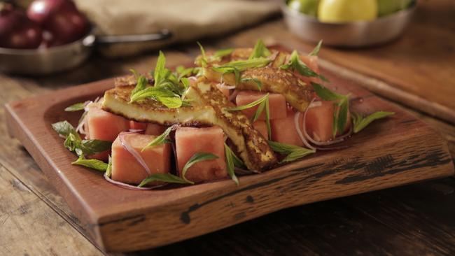 Mouthwatering...this Fried Haloumi and Watermelon salad is featured in Series two of Paddock to Plate. Picture: Supplied.