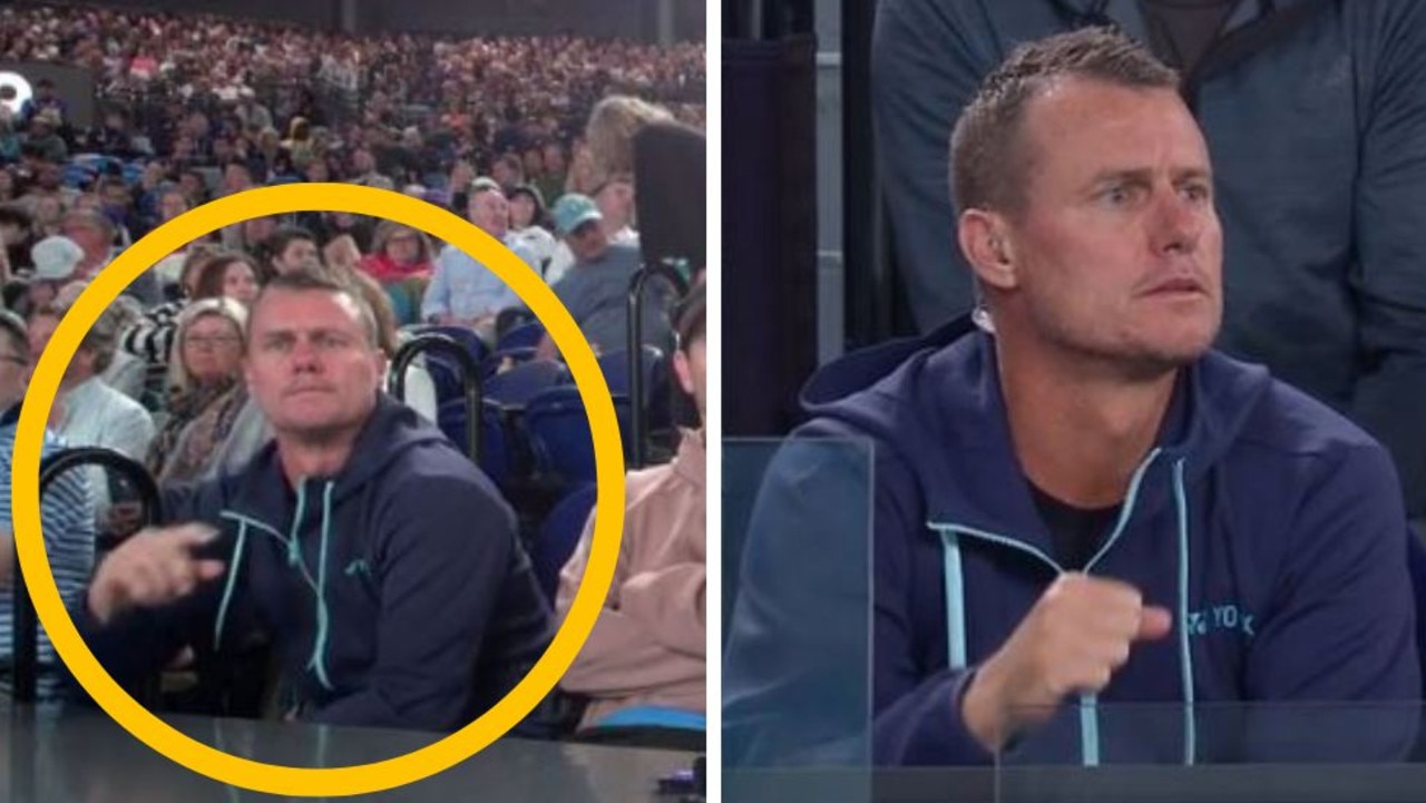 ‘Tries to conceal it’: Desperate Lleyton Hewitt act busted by big screen