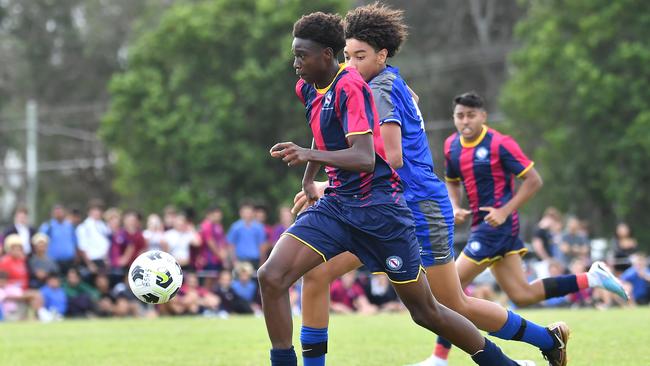 First XI soccer between Brisbane State High School v Churchie. Saturday April 22, 2023. Picture, John Gass