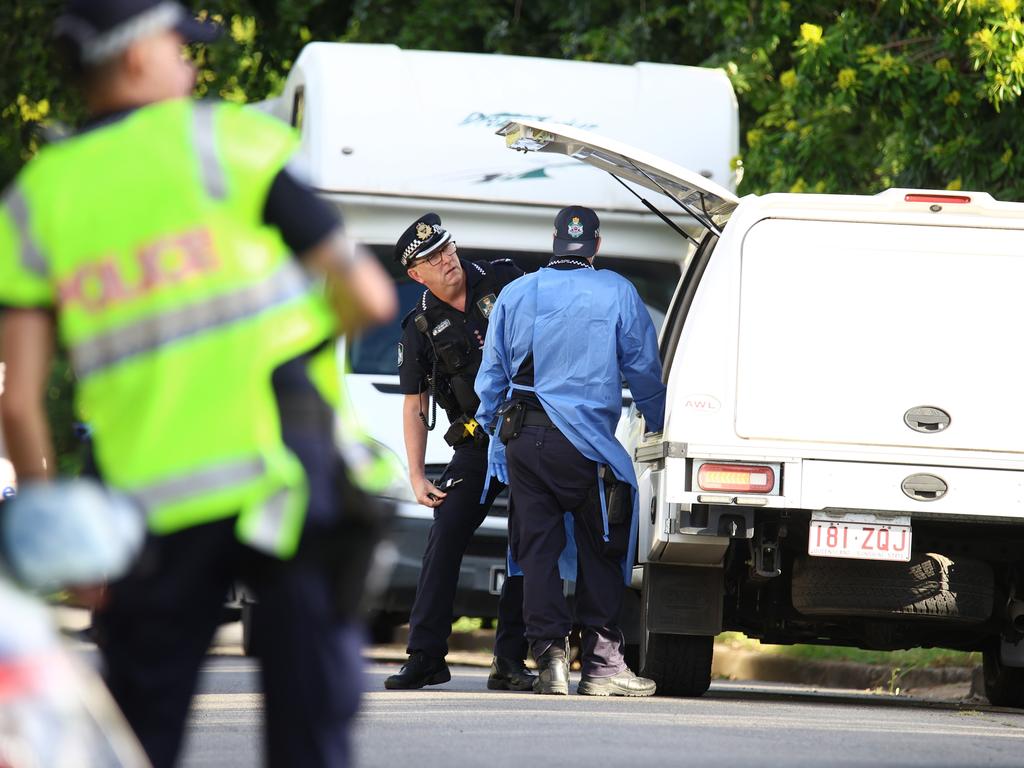 Police on scene of the a stabbing at Acacia Ridge. Picture: David Clark