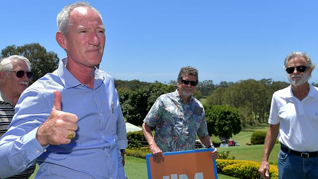 One Nation MP Steve Dickson and Member for Buderim at a press conference on the Sunshine Coast today. Picture: Warren Lynam