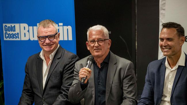 Adrian Johnston, Mike Winlaw and Darren Taylor at the election debates. Picture: Jerad Williams