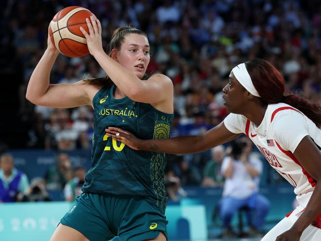 Isobel Borlase in action during last year’s Opals run to Paris Olympic bronze. Picture: Adam Head