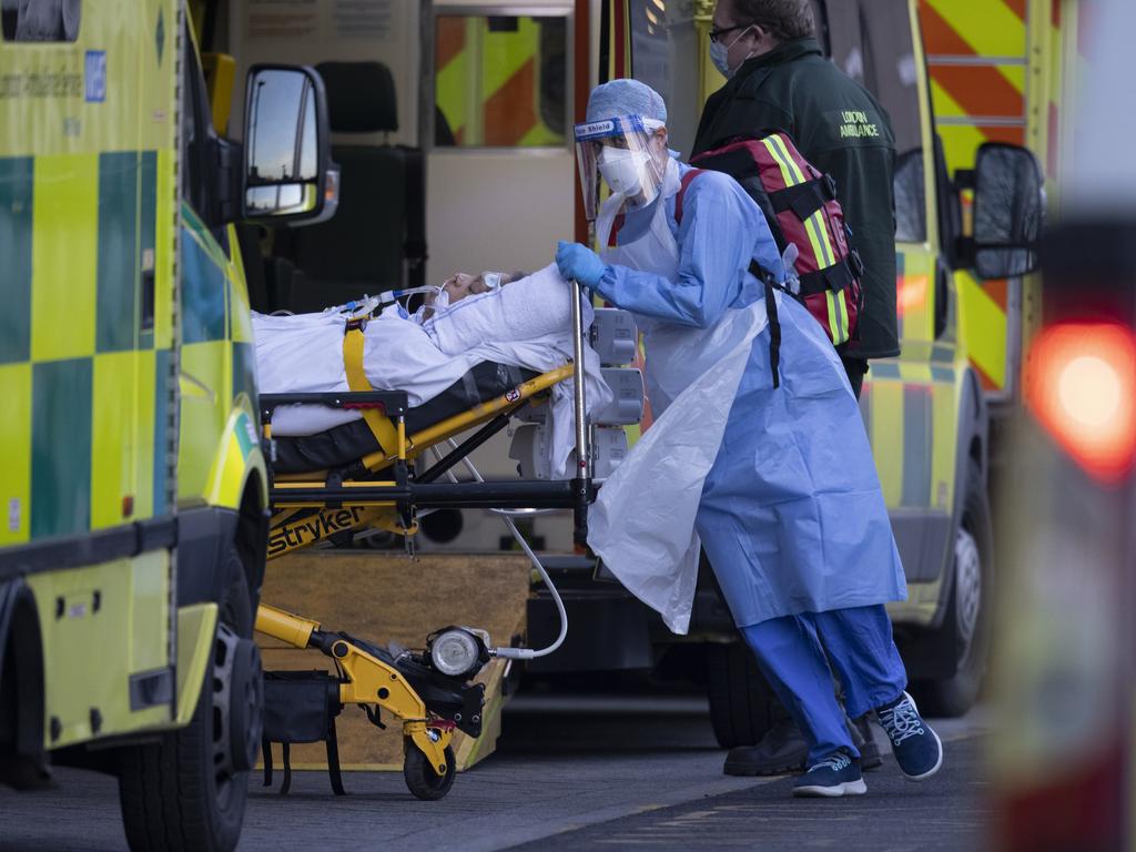 A January spike in cases saw hospitals come close to being overwhelmed as oxygen supplies ran low and ambulances queued outside for hours. Picture: Dan Kitwood/Getty Images