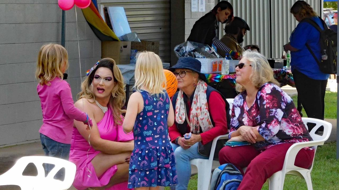 Felisha Coppaload entertaining some of the younger guests at Pride Picnic in the Park in Biloela on June 4, 2022. Picture: Jen Gourley