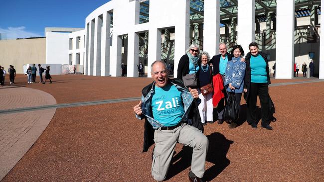 Supporter Richard Bedard with Louise Gain, Heather Firth, Chris Chapman, Lisong Lu and Marion Wood. Picture Kym Smith