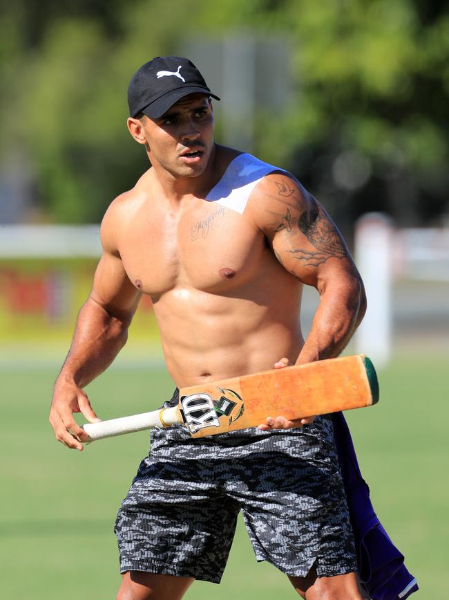 26th January 2021 - Gold Coast Titans player Jamal Fogarty in action at Pizzy park as the Bears took on the Gold Coast Titans in an Australian Day cricket clash. Photo: Scott Powick NEWSCORP