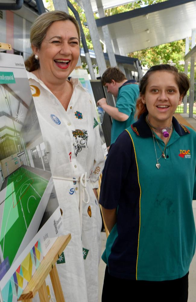 Townsville Community Learning Centre student Chenoa with Premier Annastacia Palaszczuk. Picture: Evan Morgan