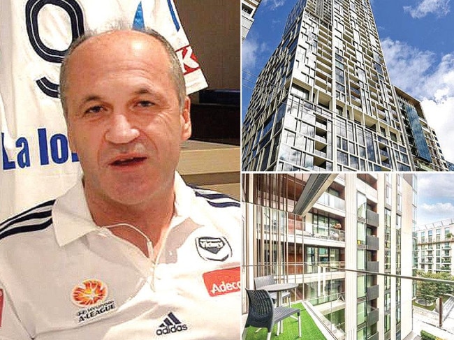 Clockwise from left: Robert Belteky, and apartments in London and Melbourne allegedly rented using Care Park’s money.