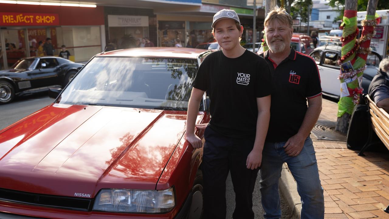 Chris and Owen Johnson with Owen's '89 R31 Skyline at Mary Christmas, December 20,2023.