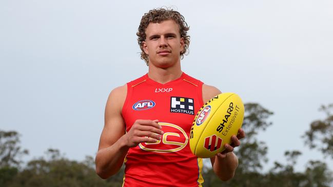 GOLD COAST, AUSTRALIA - NOVEMBER 01: Jed Walter poses during a Gold Coast Suns AFL media opportunity at Palm Beach Currumbin Football Club on November 01, 2023 in Gold Coast, Australia. (Photo by Chris Hyde/Getty Images)