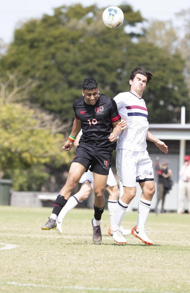 GPS First XI Football. St Joseph's Gregory Terrace vs The Southport School. GT #19 Solomon Weldemariam. 5 September, 2020. Picture: Renae Droop