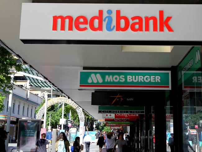 General Brisbane City Streetscape images - Medibank Private and Mos Burgers signage in the Brisbane CBD, Brisbane Monday 10th May 2021 Picture David Clark