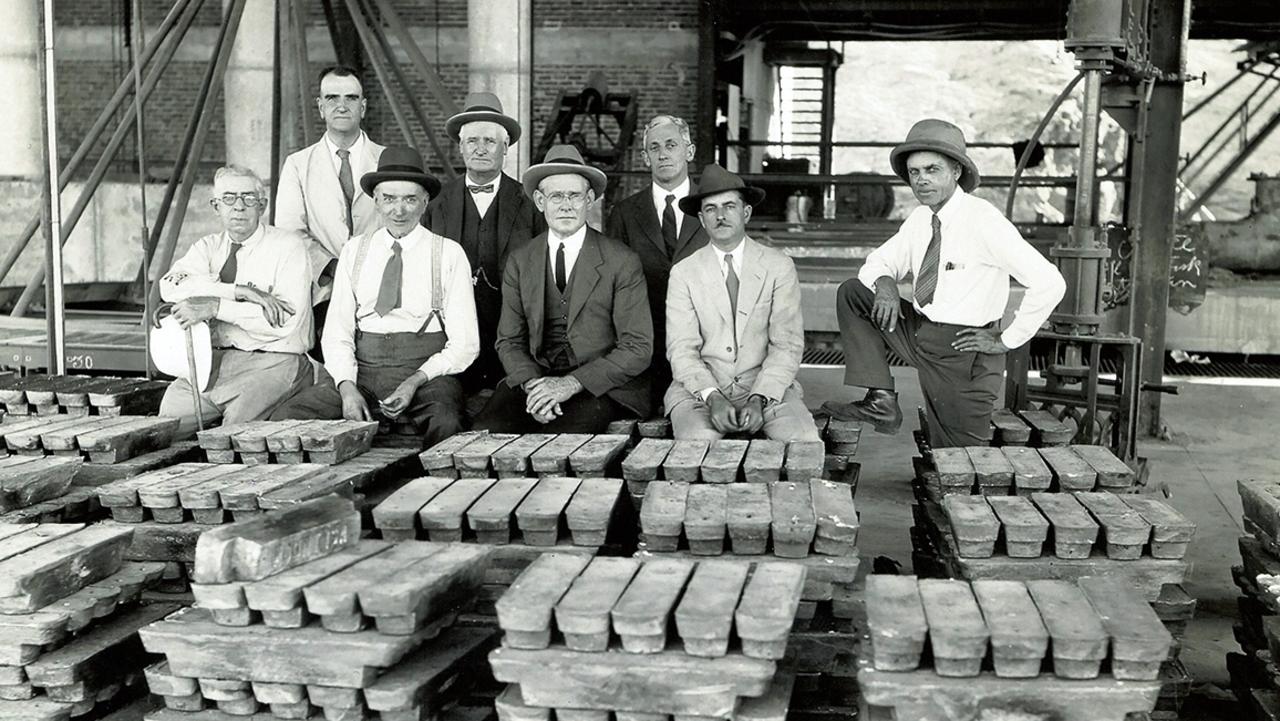 Mount Isa Mines. Historic photo of lead smelter opening day in 1931