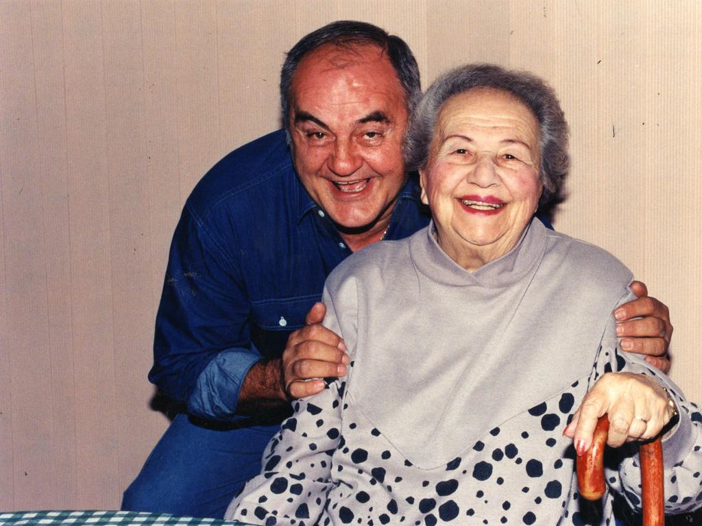 Radio announcer Bob Francis with his mother, Ruby, in North Adelaide for Mother’s Day interview for The Advertiser, May, 1995.