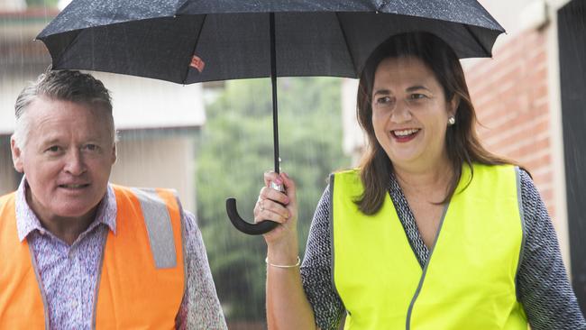 Queensland Premier Annastacia Palaszczuk and Cairns MP Michael Healy on Thursday. Picture: Brian Cassey