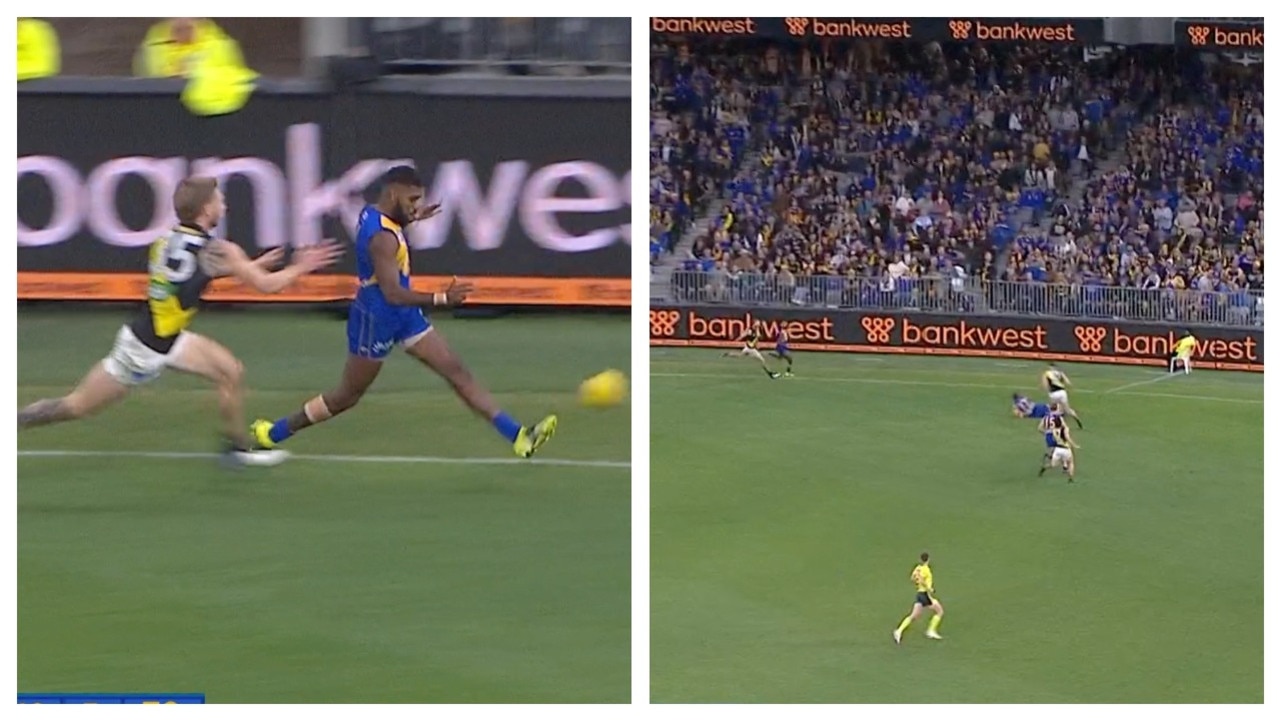 Did Liam Ryan's kick to Josh Kennedy travel 15 meters?