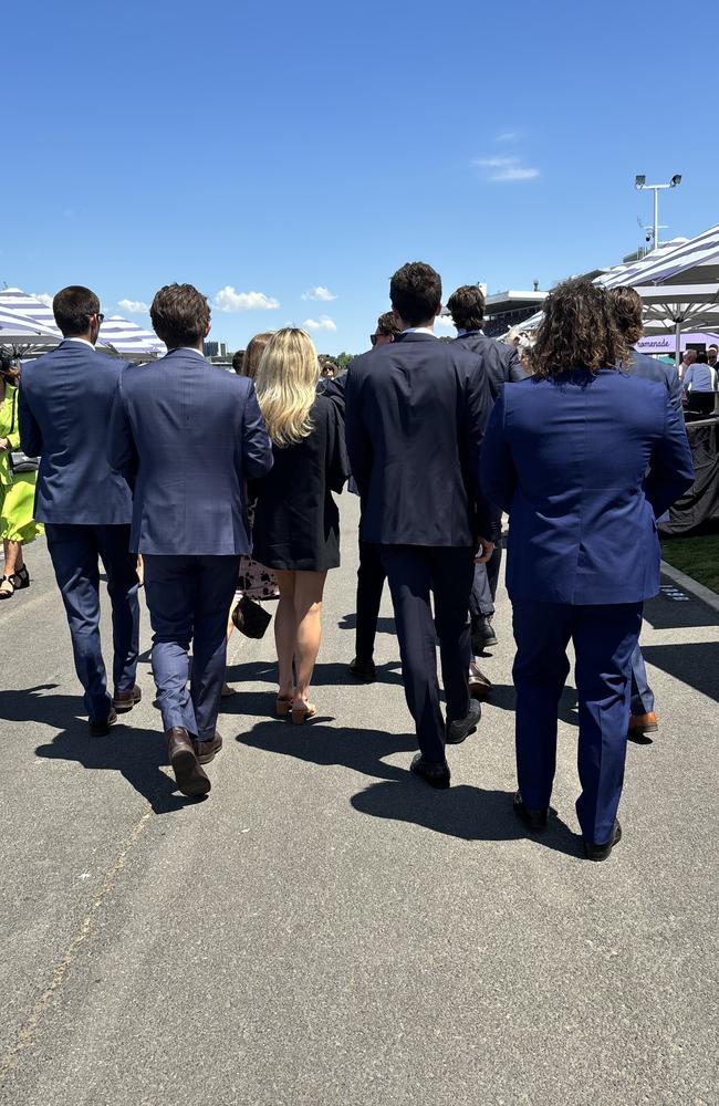 But most men took a stand against the new rule, choosing to wear pants inside the Birdcage, despite the scorching weather. Picture: news.com.au