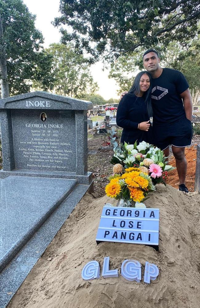 Tevita Pangair Jr and Anna Inoke have farewelled their daughter Georgia Lose Galilee Pangai, after suffering a stillbirth. Picture: Instagram