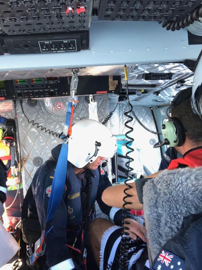 Emergency services responding to a shark attack off Queensland’s Whitsunday Coast. Credit: RACQ CQ Rescue