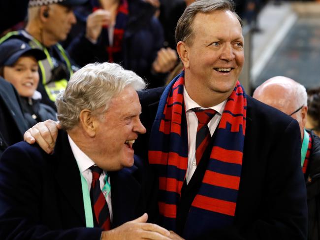 Former Demons president Glen Bartlett (right) in 2018. Picture: Adam Trafford/AFL Media/Getty Images