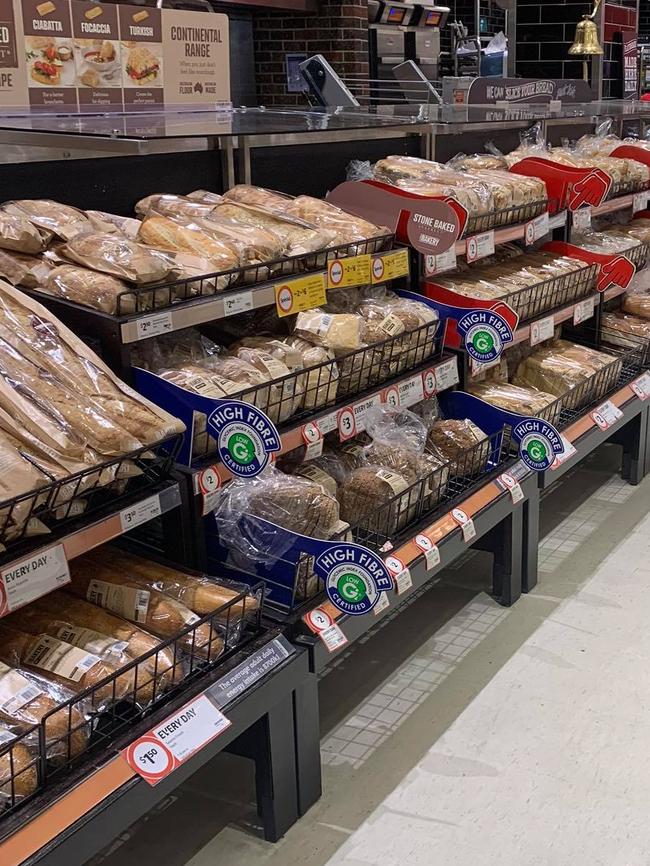 The bakery aisle at Coles Broadway in Sydney.