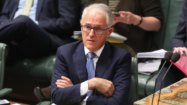 PM Malcolm Turnbull in Question Time in the House of Representatives Chamber at Parliament House in Canberra. Picture: Kym Smith