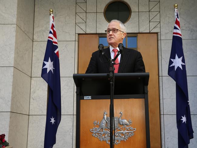 The Prime Minister Malcolm Turnbul during a press conference where he announced his ministry in Parliament House Canberra. Picture Gary Ramage